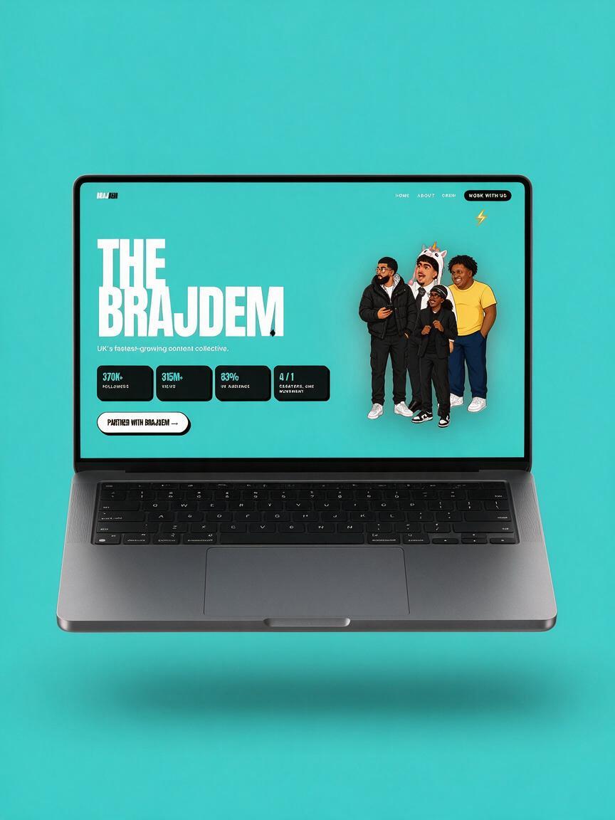 MacBook mockup showing studio creative live on a website